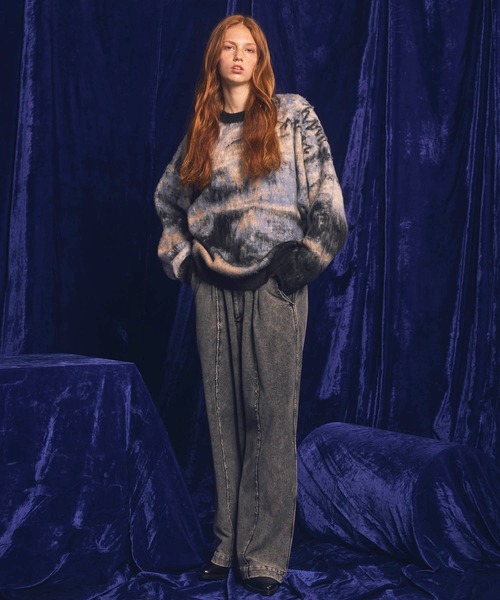 UNISEX》Prime-Over Landscape Painting Crew Neck Knit PullOver
