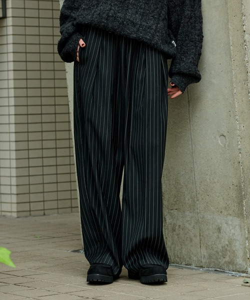 2 TUCK EASY STRIPE SLACKS /ツータックイージーストライプスラックス