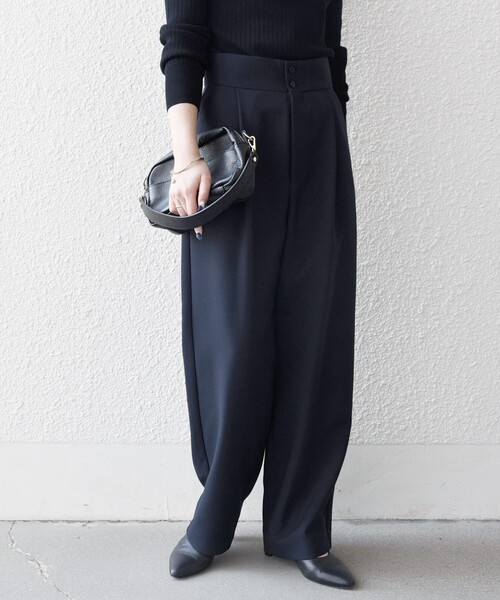 SHIPS any:〈洗濯機可能〉ダブルクロス タック ストレート パンツ