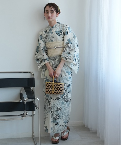 ひとりで着れる！かんたん二部式浴衣セット 国内染色 美人映えオフ