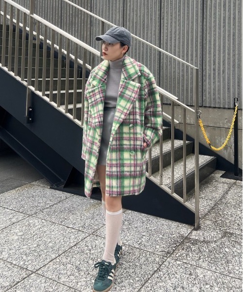 Ameri（アメリ）の「ADORABLE SHAGGY CHECK COAT（チェスターコート