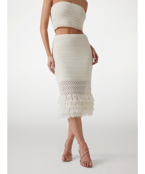 LUCA Fringed Hem Midi Skirt スカート | GUESS(ゲス) JAPAN 公式