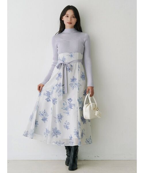 セール】フラワードッキングロングスリーブワンピース（ワンピース