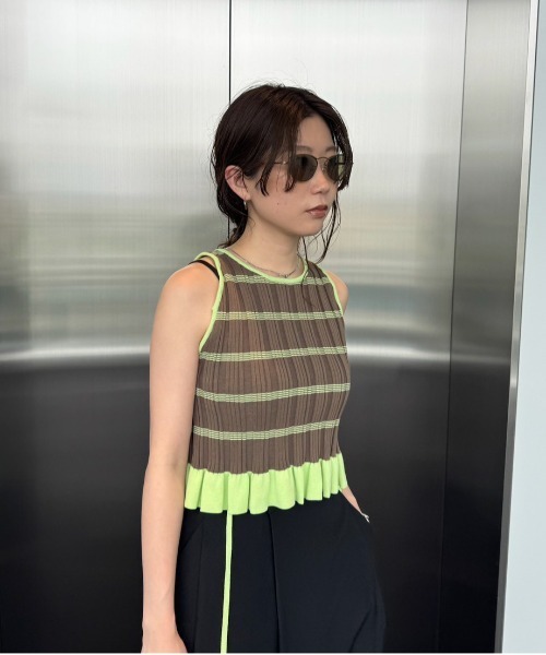 MEDI PURIPURI SHORT KNIT TOP（Tシャツ/カットソー）｜Ameri（アメリ