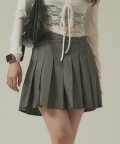 tanakadaisuke/タナカダイスケ】silver buckle pleats skirt/シルバー