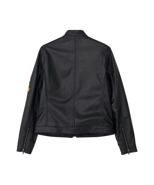 CAFE RACERワッペン ラムレザーシングルライダースジャケット