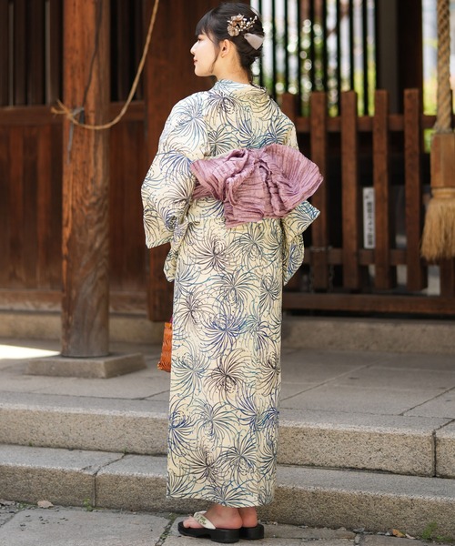 浴衣3点セット 綿麻 涼しげ上品糸菊（浴衣）｜utatane（ウタタネ）の