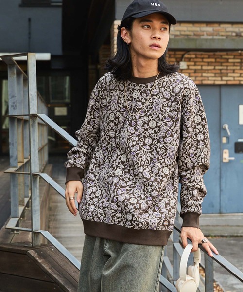 Dickies/ディッキーズ オーバーサイズ 総柄 裏起毛スウェット