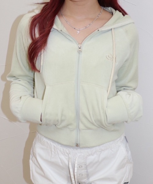 SCULPTOR（スカルプター）の「Velour Crop Zip-Up Hoodie/ベロア