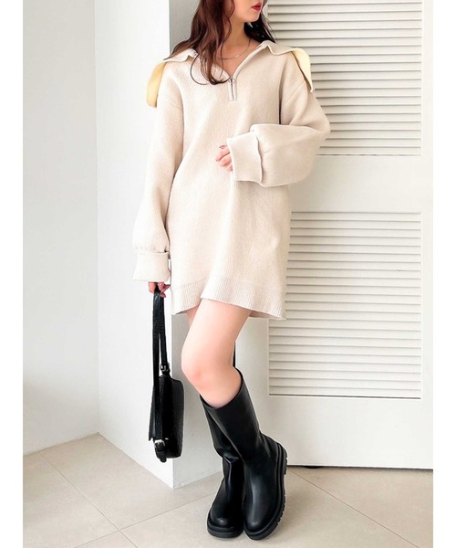 dazzlin（ダズリン）の「オーバーカラーモールニットミニワンピース