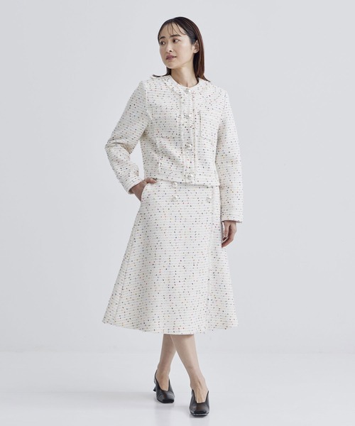 BORDERS at BALCONY/ボーダーズアットバルコニー】 FRINGE TWEED SKIRT