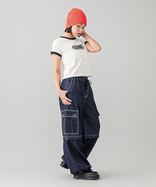 X-girl（エックスガール）の「2WAY WIDE LEG CARGO PANTS（デニム