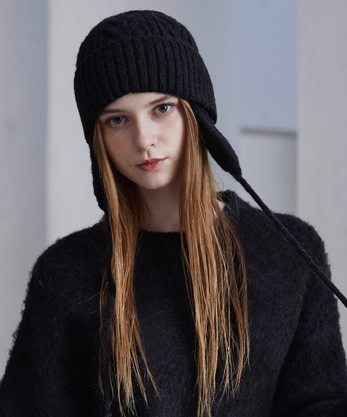 セール】【CLEL】Alpaca Blend Cable Knit Beanie / アルパカブレンド