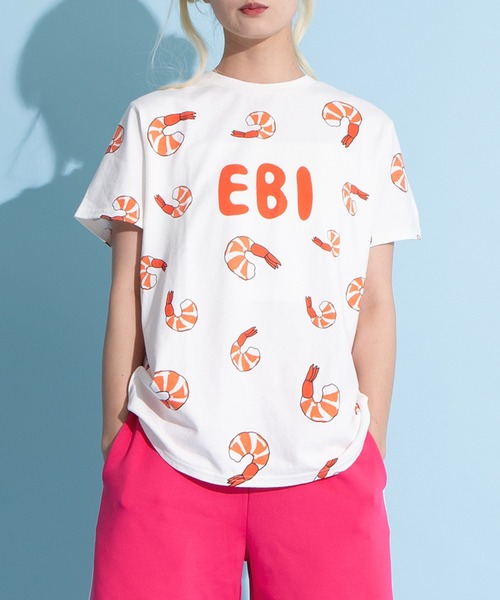 フード総柄Tシャツ(EBI)（Tシャツ/カットソー）｜PUNYUS（プニュズ
