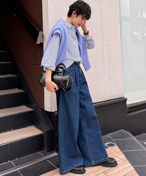 セール】【RM denim】ワイドスラックスデニム（デニムパンツ）｜Rie