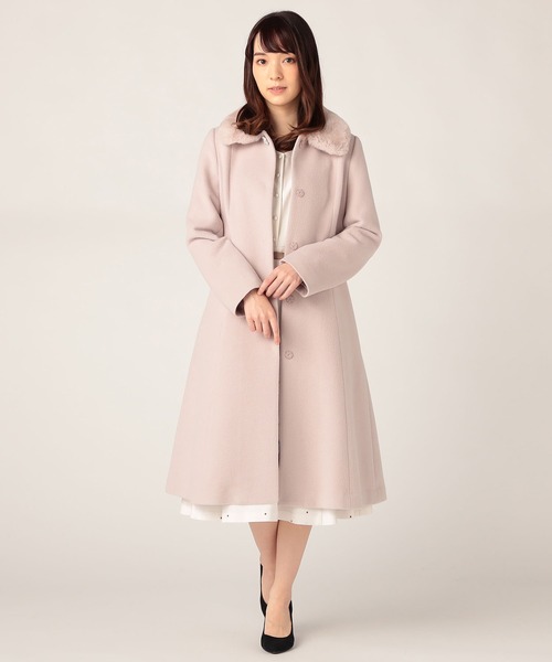 LAISSE PASSE（レッセパッセ）の「ファー衿ベルテッドコート(Pink