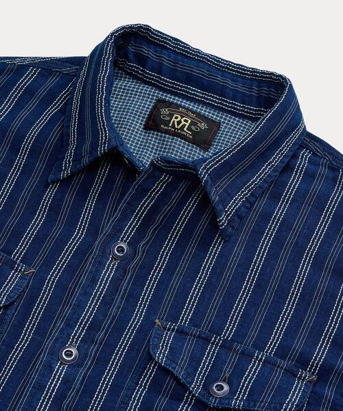 RRL（ダブル アール エル）の「インディゴ ストライプド ダブル