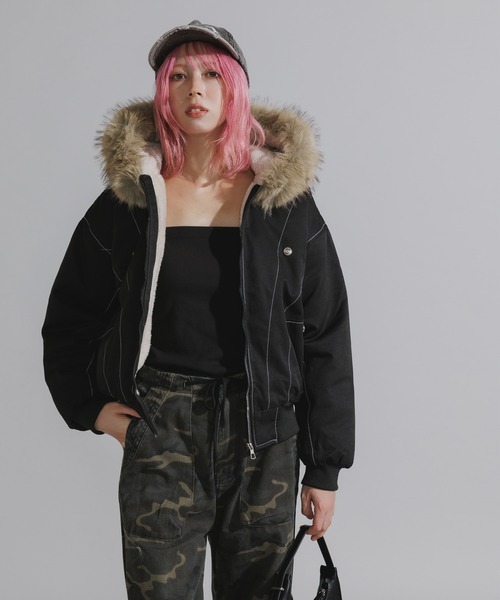 セール】【ファー取り外し可能】N2B-Style Faux Fur Hooded Blouson
