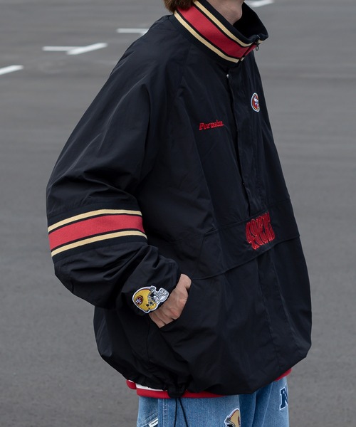 Perushu × NFL コラボナイロンスタンドネックアノラックブルゾン