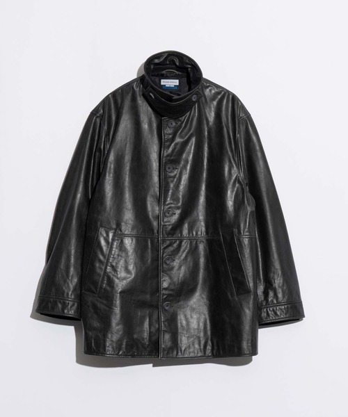 UNISEX》Buffalo Crack Leather Dress-Over Car Coat/バッファロー
