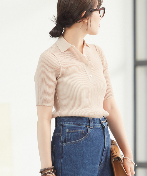 plage（プラージュ）の「SHEER RIB POLO ニット（ニット/セーター