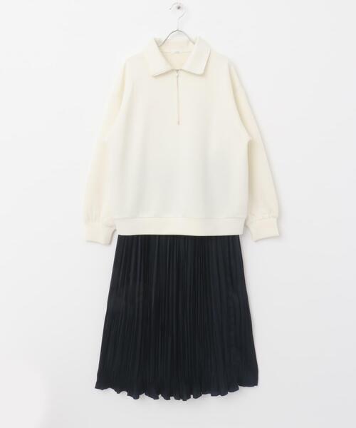 セール】ハーフジップトップス×スカートセット（セットアップ）｜ITEMS