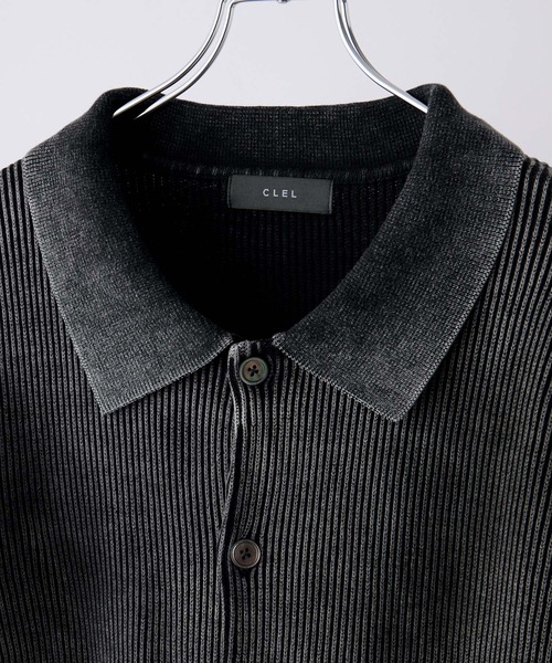 CLEL】Basic/Spray Rib Knit Shirt Cardigan / ベーシック/スプレー畦