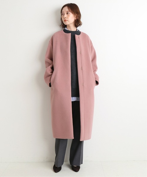 IENA（イエナ）の「ラムウールノーカラーロングコート◇（ノーカラー
