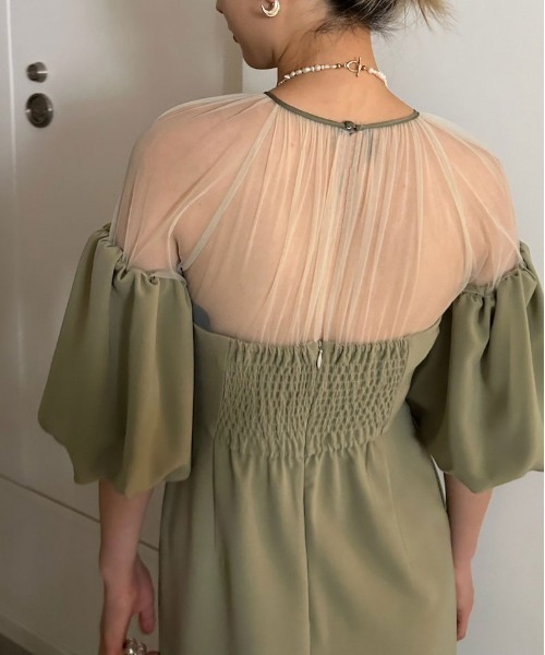 Ameri（アメリ）の「SOUFFLE SLEEVE GEORGETTE DRESS（ドレス）」 - WEAR