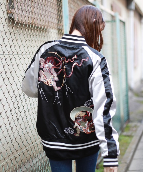 Ficce Donna 龍 刺繍 スカジャン 黒 レディース レディースの