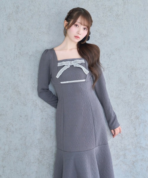 セール】Lace ribbon knit sew one piece（ワンピース）｜Rose Muse
