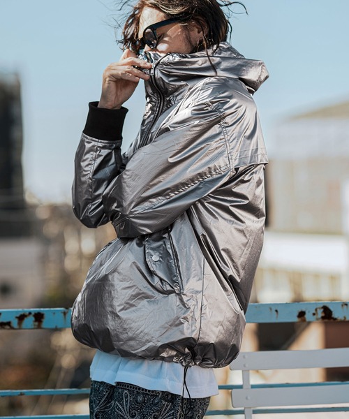 mj10507-Metallic Coating Hooded Blouson ブルゾン（ブルゾン