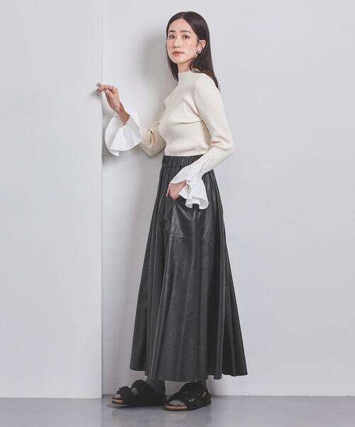 SACRA（サクラ）の「＜SACRA＞フェイクレザー マキシスカート