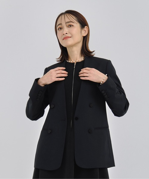 CINOH/チノ】BLACK FORMAL NO COLLAR JACKET/ブラックフォーマルノー