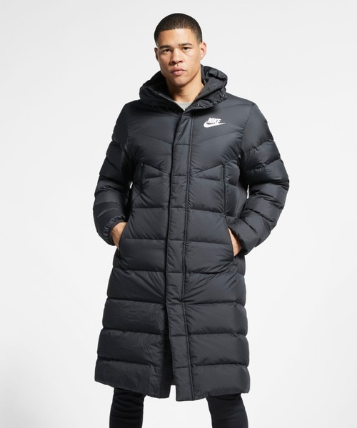 Nike ナイキ フード付きメンズベンチコート 黒/銀 サイズL 直販ネット