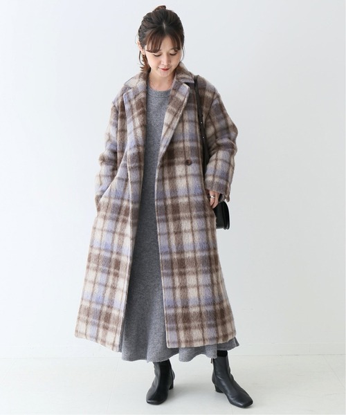 SLOBE IENA（スローブイエナ）の「チェックシャギーロングコート