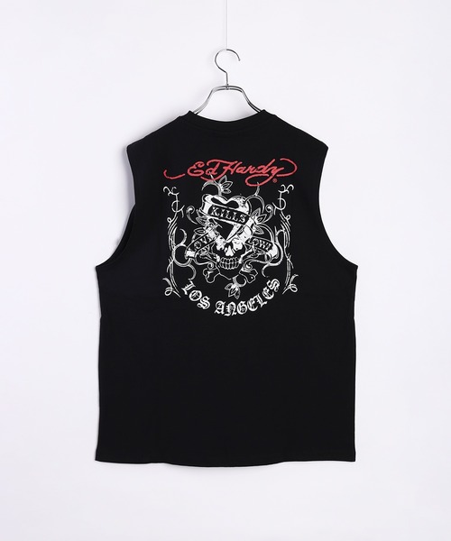セール】EdHardy ノースリーブTシャツ ロング丈 ラブキル ダイス