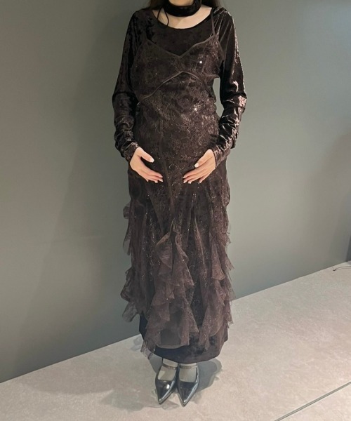 Rika】andresd スパークルレースベロアドレス ブラックMサイズ ANDRESD