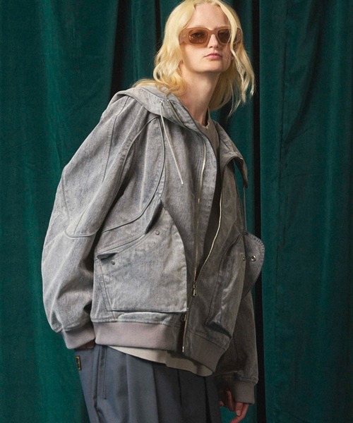 UNISEX》Flocky Denim Prime-Over Zip Blouson/フロッキーデニム