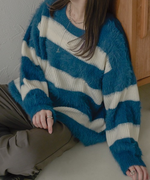 Ambre Neige（アンブルネージュ）の「ボーダーシャギーニット/【WEB/EC