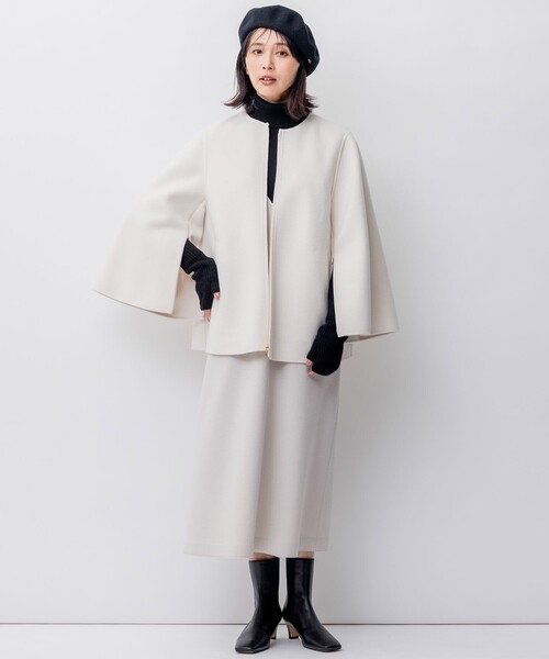 セール】ウールリバー ケープ ジャケット（ノーカラーコート）｜23区 S