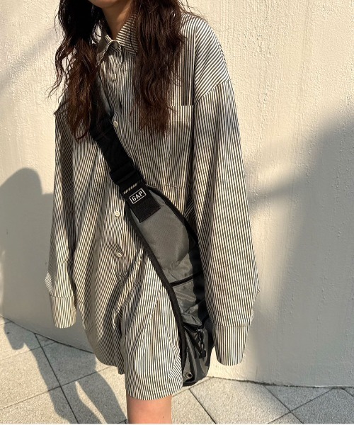 Ameri（アメリ）の「STRIPE SHIRT ROMPERS（つなぎ/オールインワン