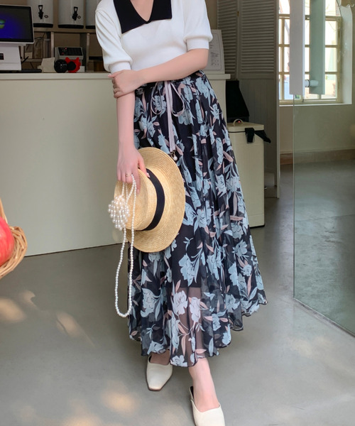 emi+（エミプラス）の「花柄シフォンフレアスカート（スカート）」 - WEAR