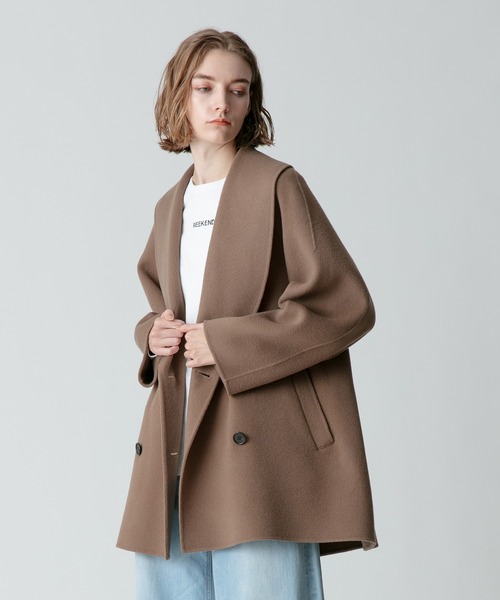 allureville（アルアバイル）の「リバーショールカラーミドル丈コート