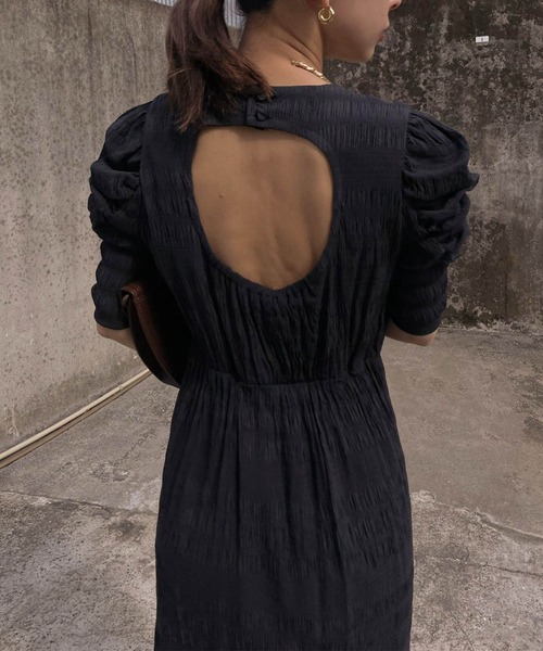 Ameri（アメリ）の「BACK OPEN GATHER DRESS（ワンピース）」 - WEAR