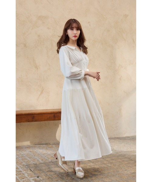 Pleated Open Shirt Dress（ワンピース）｜Her lip to（ハーリップ