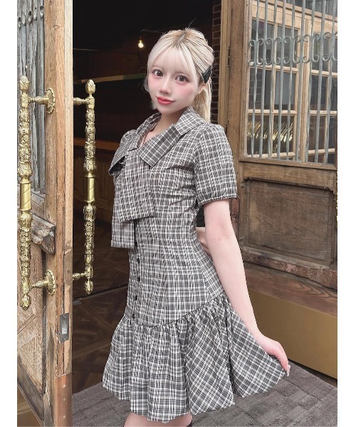 Darich（ダーリッチ）の「ビッグリボンバルーンチェックミニワンピース