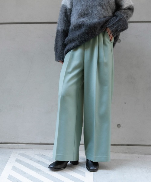 セール】『TALLサイズ/WEB限定』ウールライクダブルタックワイドパンツ