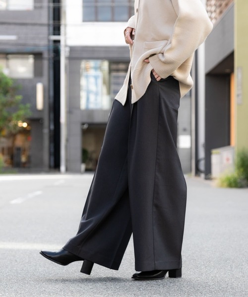 セール】『TALLサイズ/WEB限定』ウールライクダブルタックワイドパンツ