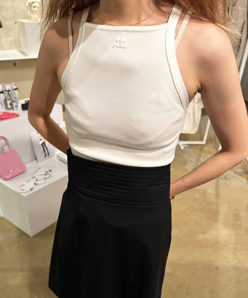 セール】【COURREGES/クレージュ】NECKLINE MILANO KNIT タンクトップ